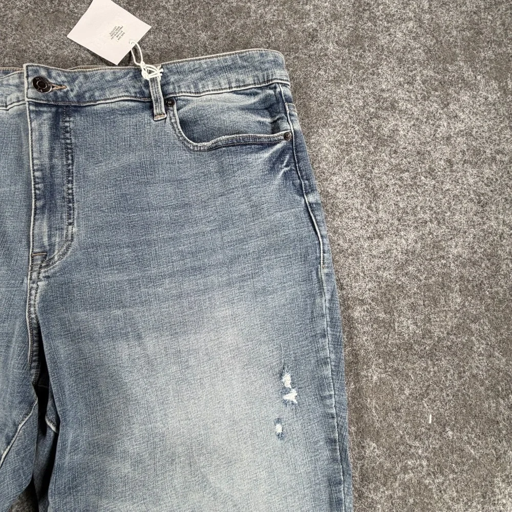 Pistola Jeans Women 22W Blue Denim Cotton High Rise Light Wash Distressed Skinny